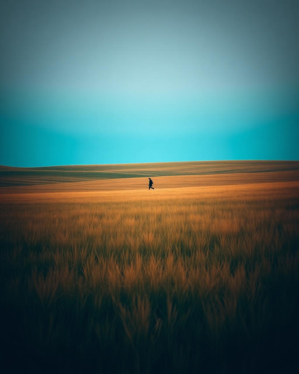 Wide open prairie grassland at golden hour